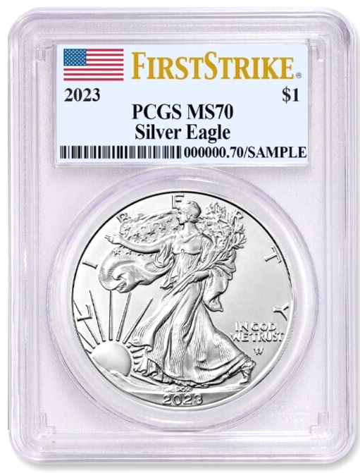 💰 2023 $1 Silver Eagle 🦅 PCGS MS70 FirstStrike Flag Label Collectible 999 Coin
