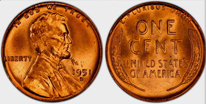 1951 D Wheat Cent BU Brilliant Uncirculated 1C Denver Fed🔥From OBW Bank Roll🔥
