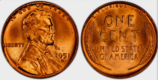 1951 D Wheat Cent BU Brilliant Uncirculated 1C Denver Fed🔥From OBW Bank Roll🔥