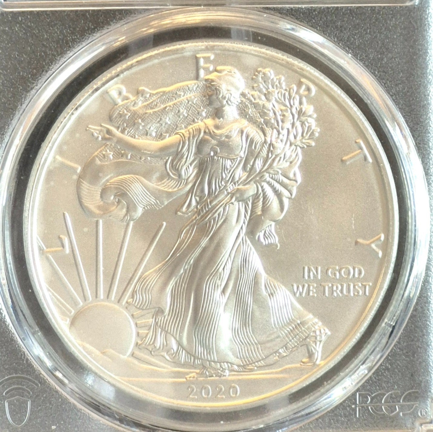 2020 S American Silver Eagle 1oz $1 PCGS MS70 1st Day Emergency Issue M.Reagan