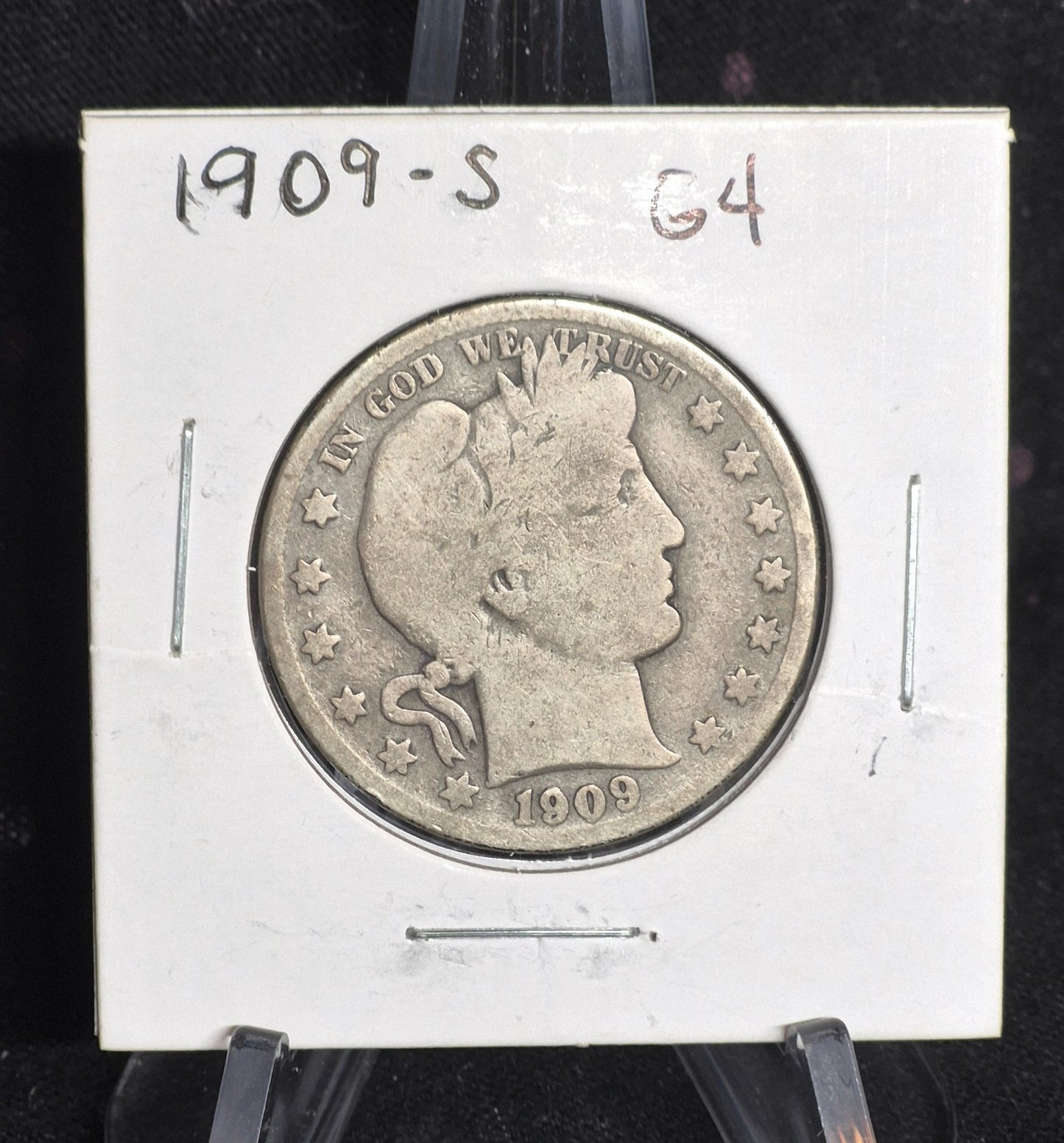 1909 S Barber Half Dollar 90% Silver 50C Very Good Condition Partial Motto