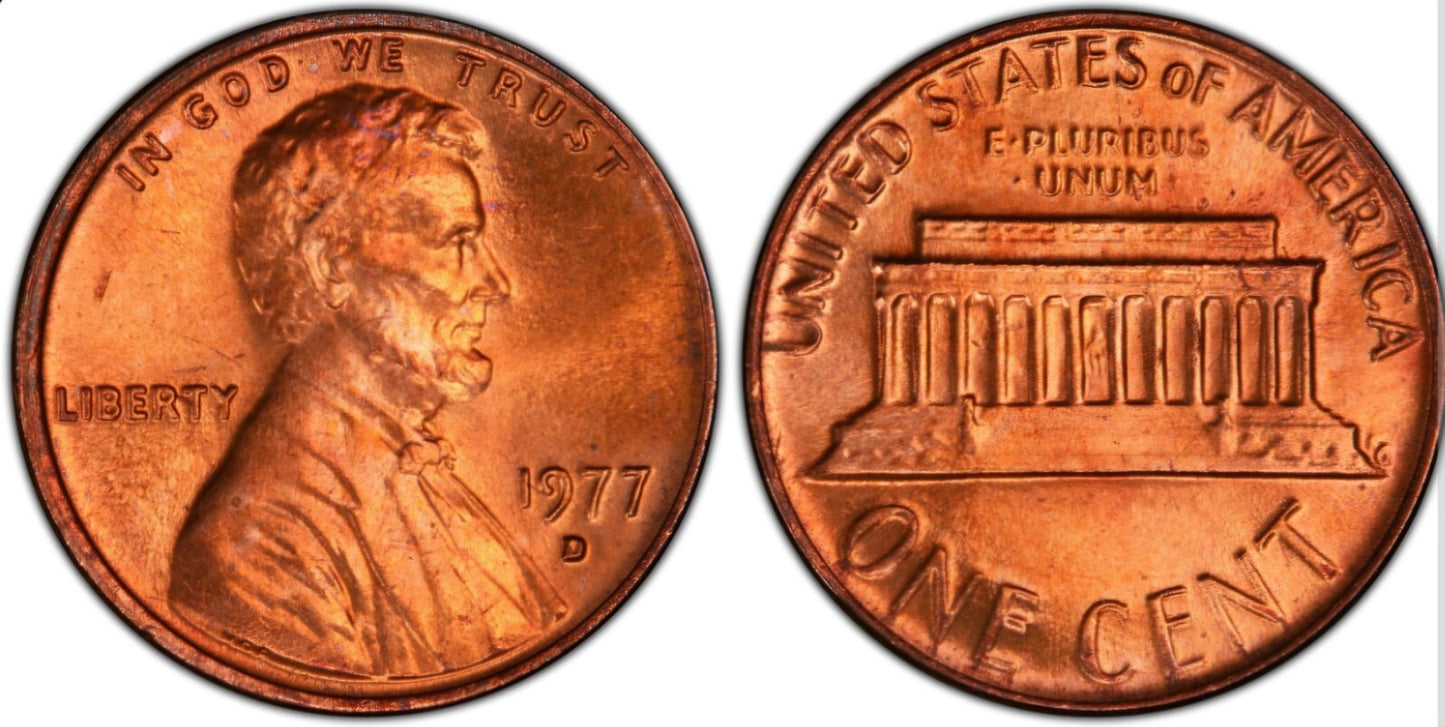 1977 Denver Lincoln Memorial BU Brilliant Uncirculated 1C From 🔥OBW Bank Roll🔥