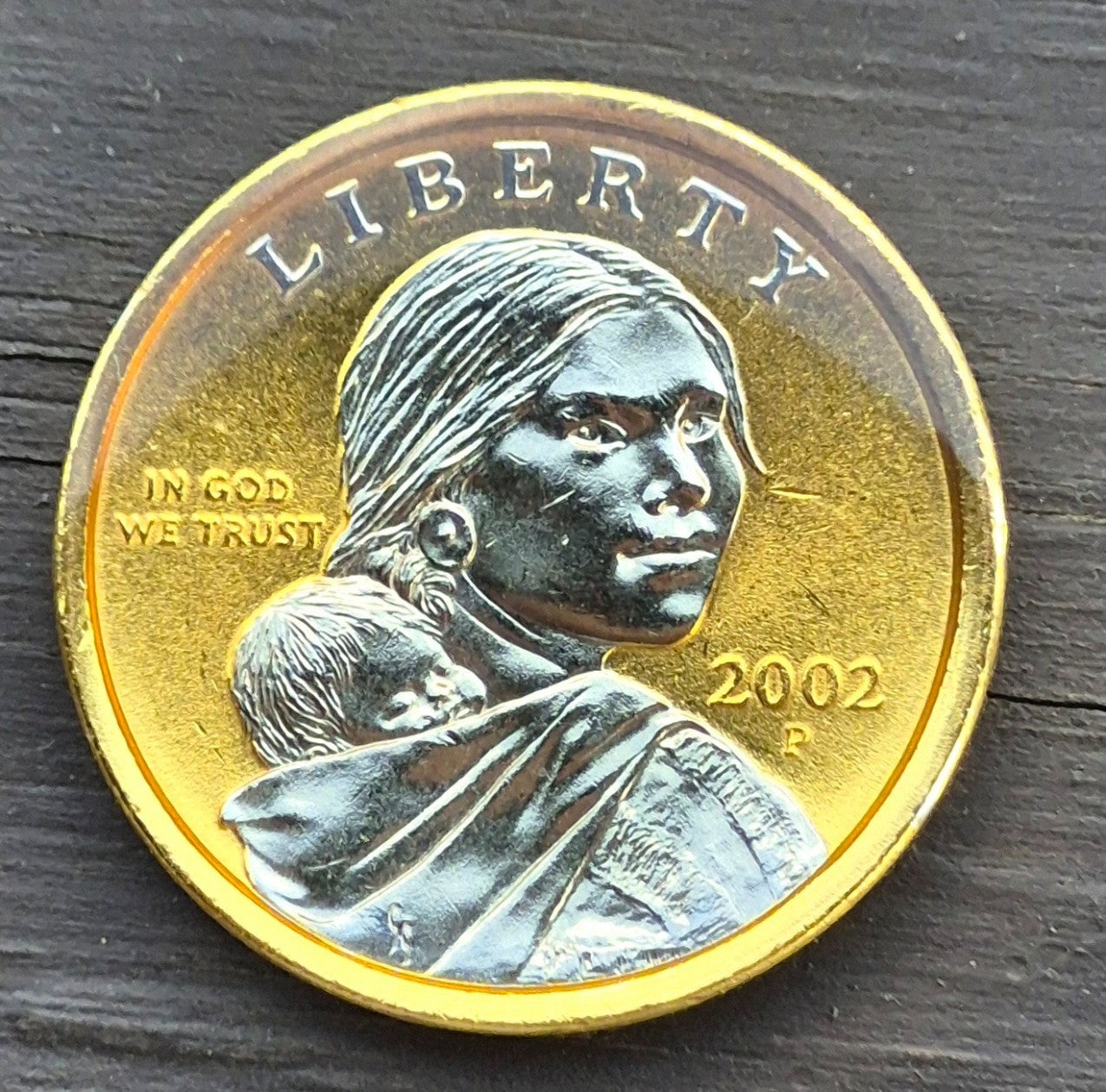 💰2002 P Native American Dollar Platinum and Gold Highlighted Sacagawea