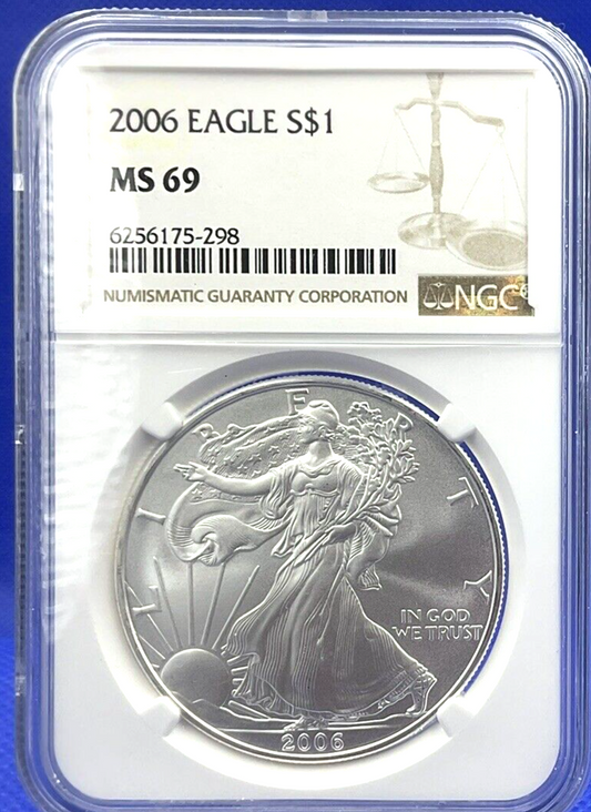 🔥 2006 American Silver Eagle NGC MS 69 Brown Scales Label Uncirculated 🔥