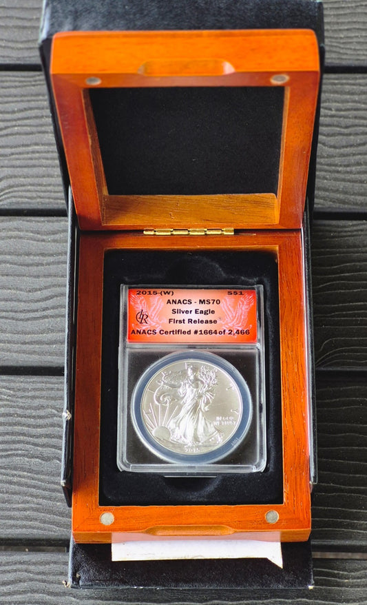 2015 W American Silver Eagle Dollar $1 ANACS MS70 First Release #1664/2466 W/Box
