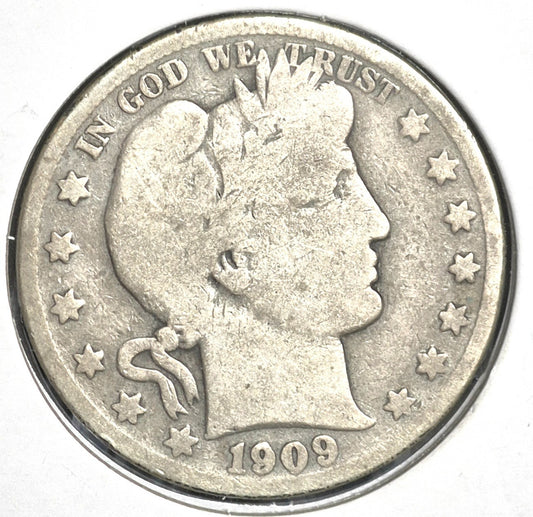 1909 S Barber Half Dollar 90% Silver 50C Very Good Condition Partial Motto
