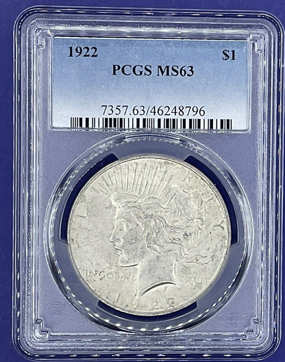 ✅ 1922 Peace Dollar MS-63 PCGS - Collectible Grade $1 Coin 90% Pure Silver💰