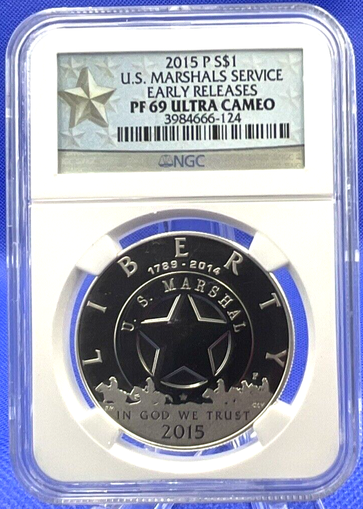 ✅ 2015-P  🎯 U.S. MARSHALS SERVICE Silver Dollar NGC PF 69  ULTRA CAMEO ER🏵