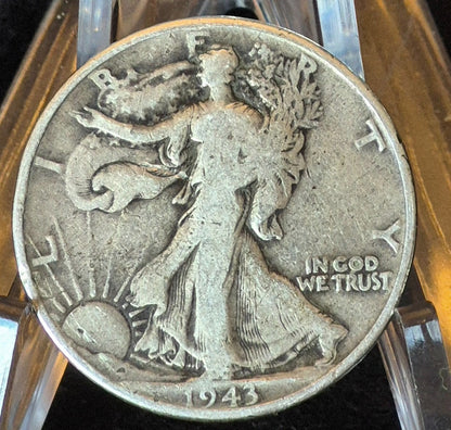1943 Philadelphia Walking Liberty Half Dollar 90% Silver VF Circulated Details