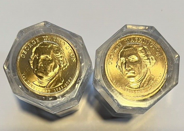 💰2007-D & P FDOI PCGS BU $1 ROLLS Washington Presidential Series First Day FDOI
