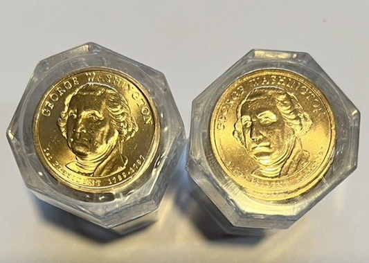 💰2007-D & P FDOI PCGS BU $1 ROLLS Washington Presidential Series First Day FDOI