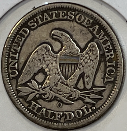 1854-O ARROWS !  Seated Liberty Half Dollar 90% Silver 50c Coin Eagle Reverse
