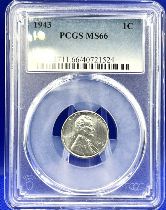 🏅 1943 Lincoln 1C Wheat Penny 🔥 PCGS  MS65 🔥 STEEL CENT SHARP DETAILS ✅
