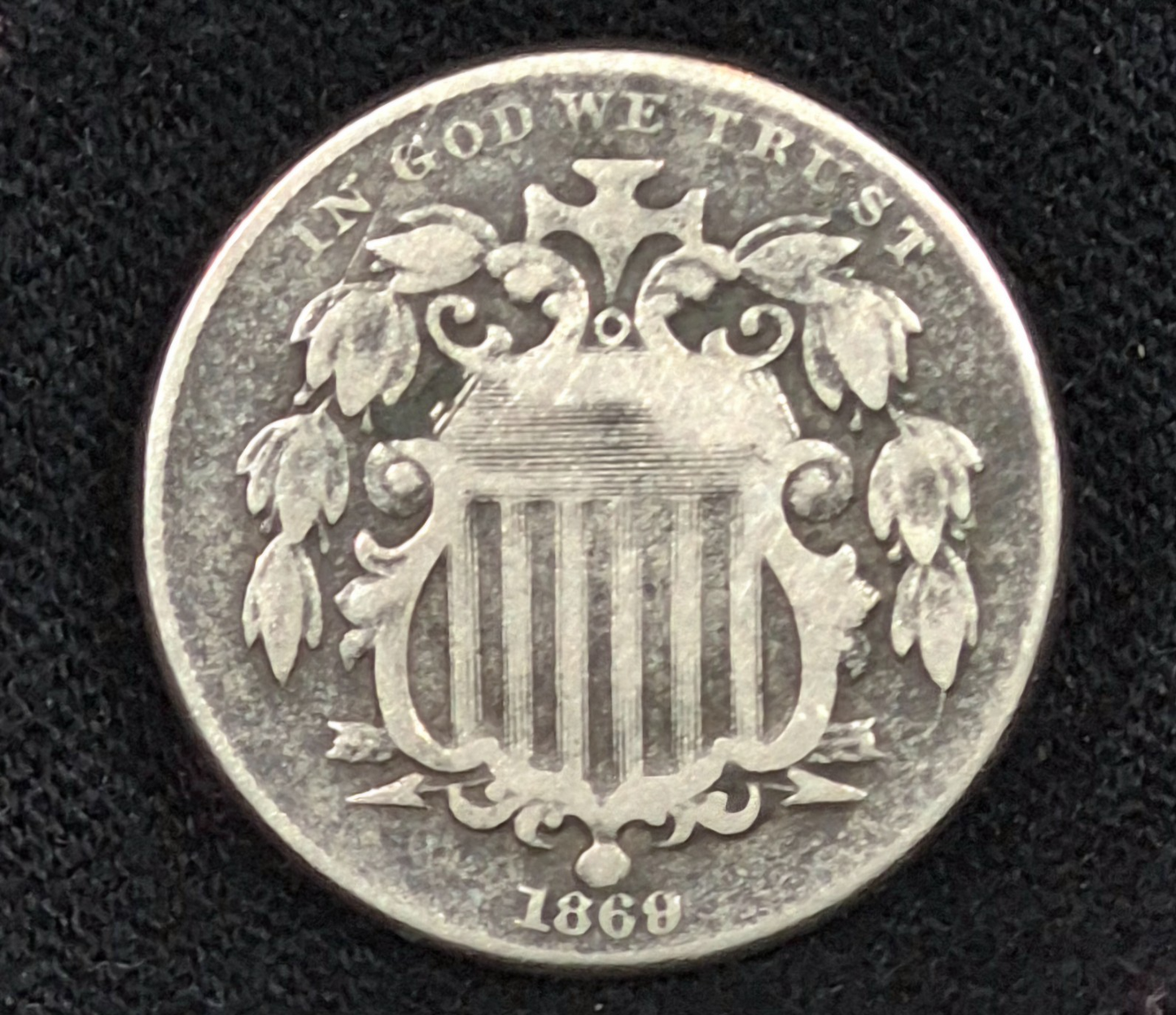 1869 Shield Nickel Very Fine Detailed Circulated🔥Sought After Perfect Toning🔥