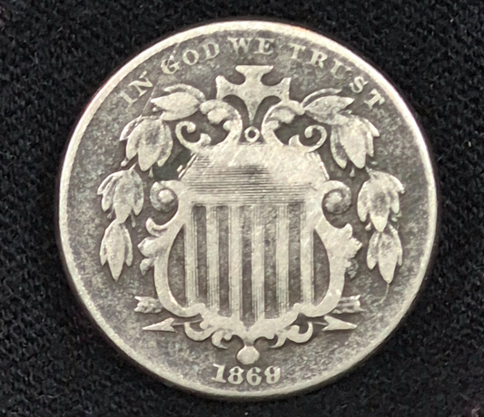 1869 Shield Nickel Very Fine Detailed Circulated🔥Sought After Perfect Toning🔥