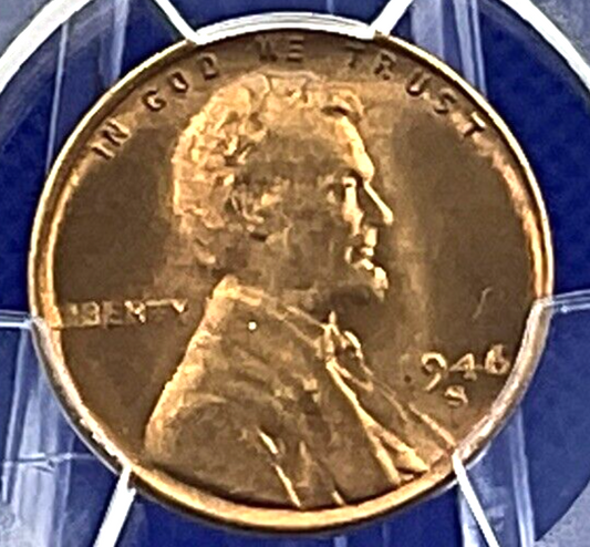 🏅 1946-S Lincoln 1C Wheat Penny 🔥 PCGS  MS66RD 🔥 RED LUSTER SHARP DETAILS ✅