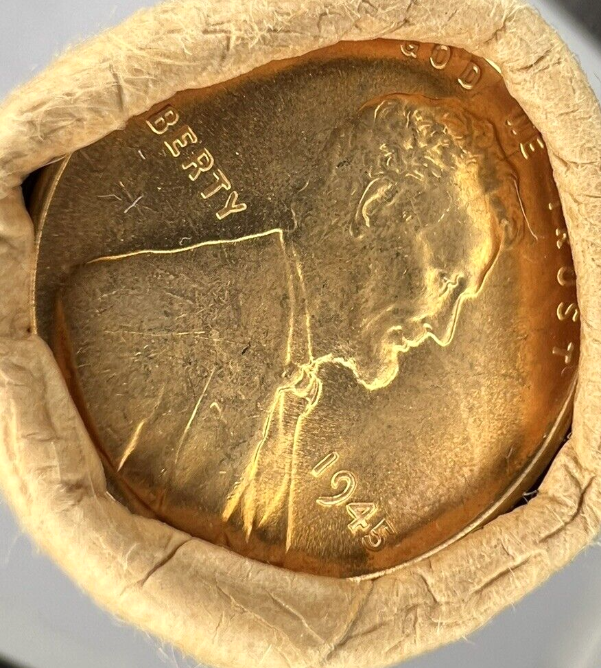 🔥 1945 P  Lincoln Wheat Cent BU UNCIRCULATED Gem From OBW Bank Coin Roll