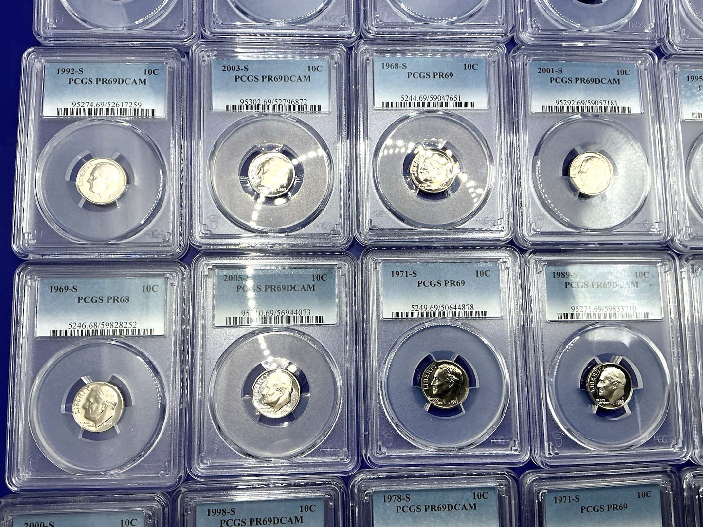 {20} Roosevelt Dime Proof Coins PCGS PR69DCAM + PCGS Hard Case & 100 Coin Bags