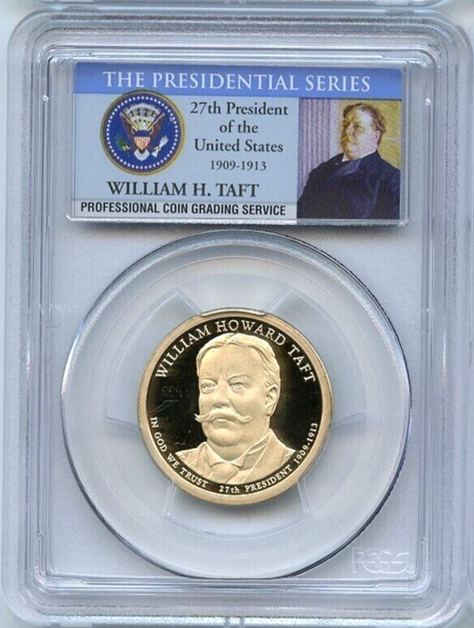 ✅ 2013-S $1 William H. Taft PCGS PR69 DCAM Presidential Dollar Coin Photo Label