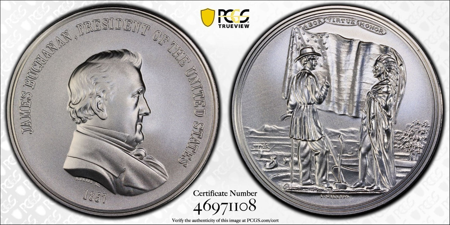 ✅ 2023 PCGS MS70 James Buchanan "1857" Presidential Silver Medal  Gold Shield