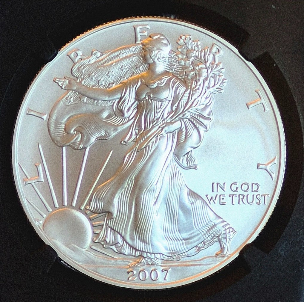 2007 W Burnished American Silver Eagle $1 NGC Graded MS 69 One Ounce .999 Silver