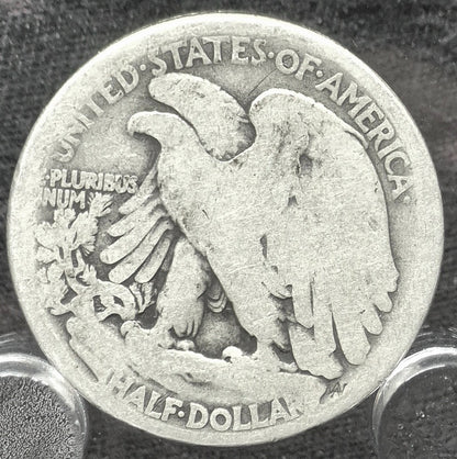 1916D Walking Liberty 90% Silver Half Dollar First Yr Obv Mint Mark Better Date