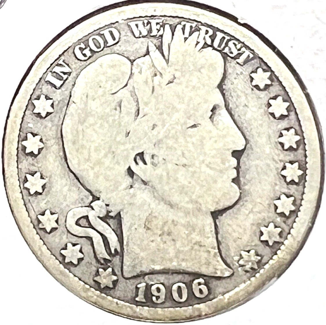 1906 D  Barber Half Dollar 90% Silver 50c Coin Great Details