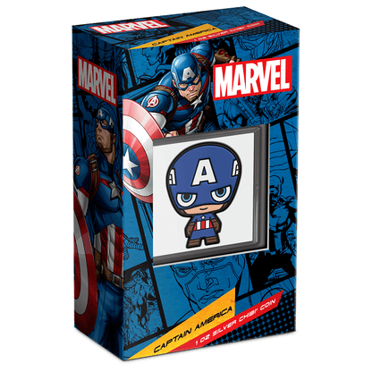 2023 Marvel Captain America 1oz .999 Fine Silver Colorized Proof Chibi Niue Coin