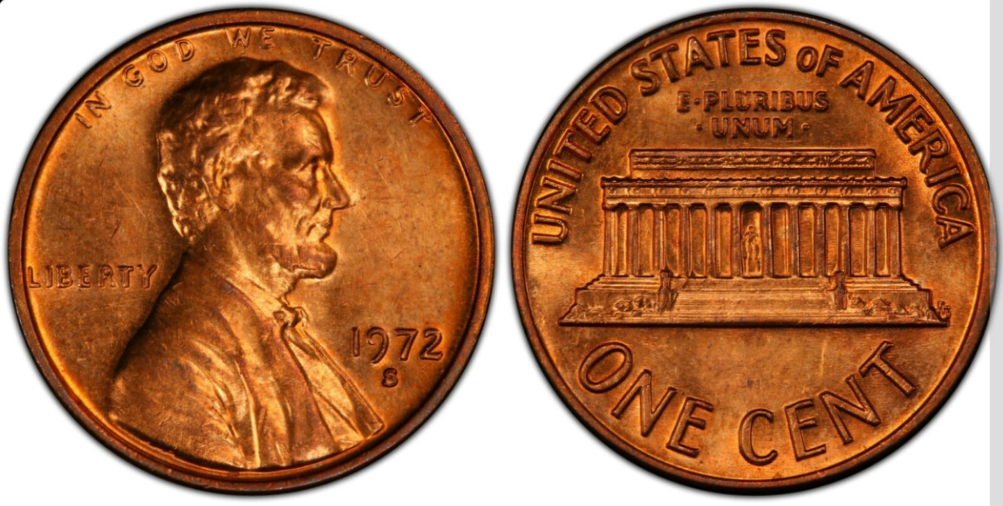 1972 S Lincoln Memorial BU Brilliant Uncirculated 1C From 🔥OBW Bank Roll🔥