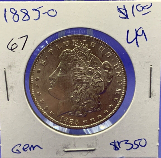1885-O Morgan 90% Silver Dollar BU Gem Shiny, Bright, Well Struck Coin