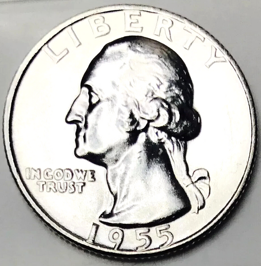 ⭐️KEY DATE⭐️1955-D⭐️90% Silver Washington Quarter⭐️GEM BU⭐️Blast White⭐️