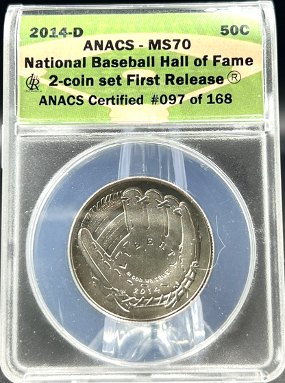 2014 Baseball Hall of Fame PR70 + MS70 Limited Edition 2 Coin Set First Release