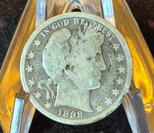 1898 New Orleans Barber Half Dollar 90% Silver 50C Good+ Partial Motto