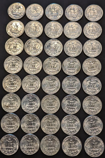 2 COIN SET - 1964 P & D Washington Quarters BU UNCIRCULATED 90% Silver 25c