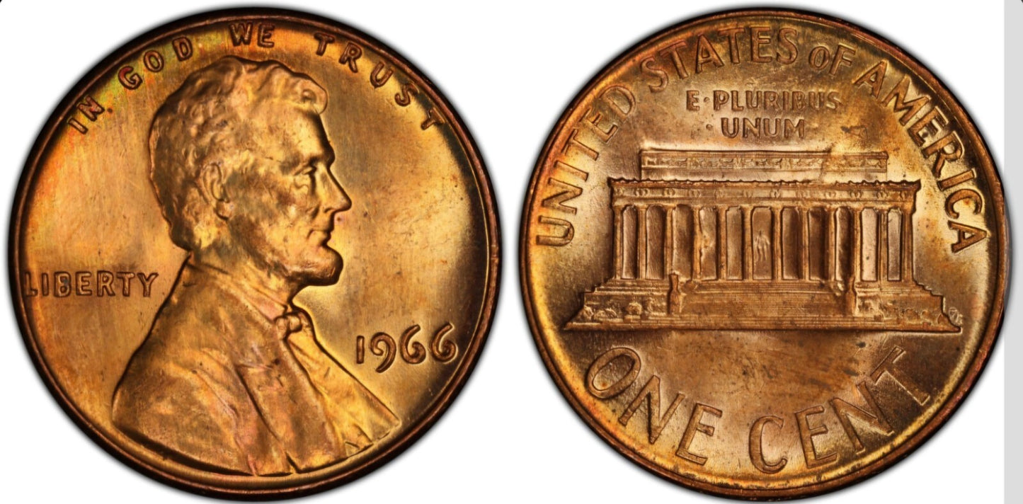 1966 P Lincoln Memorial BU Brilliant Uncirculated 1C From 🔥OBW Bank Roll🔥