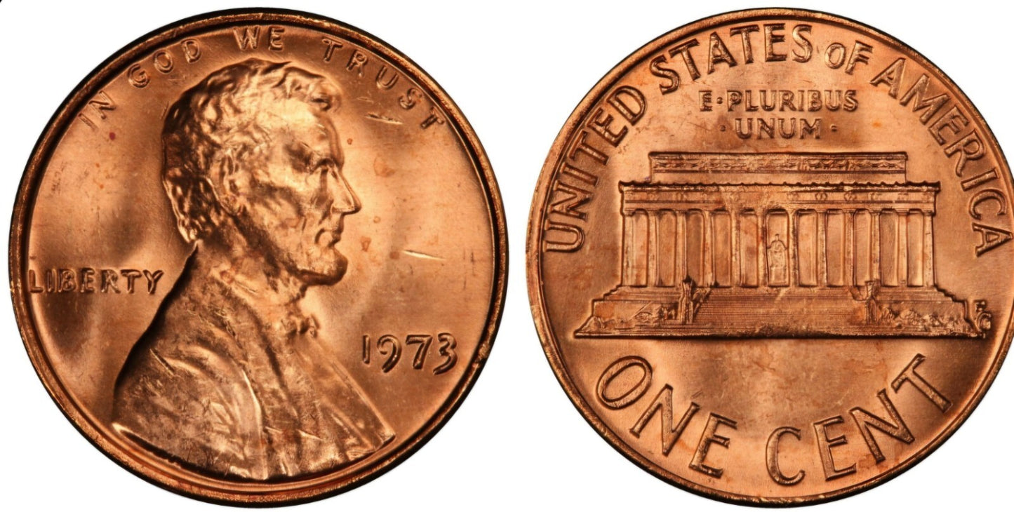 1973 P Lincoln Memorial BU Brilliant Uncirculated 1C From 🔥OBW Bank Roll🔥