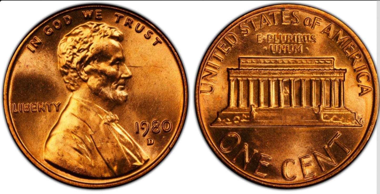 1980 D Memorial BU Brilliant Uncirculated 1C 🔥From OBW Bank Roll🔥
