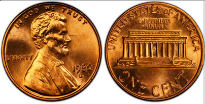 1980 D Memorial BU Brilliant Uncirculated 1C 🔥From OBW Bank Roll🔥