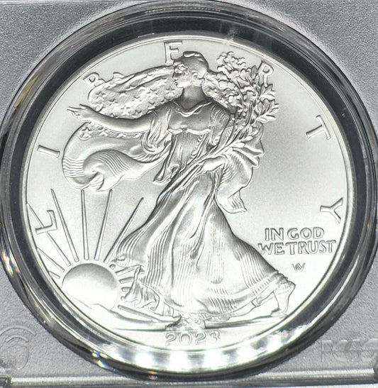 2023 $1 AMERICAN SILVER EAGLE PCGS PERFECT MS70 FIRST STRIKE SILVER FOIL LABEL