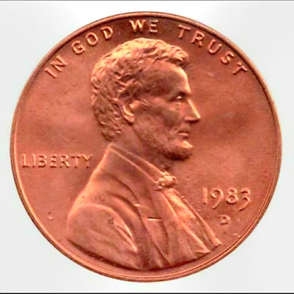 1983 D Lincoln Memorial BU Brilliant Uncirculated 1C From 🔥OBW Bank Roll🔥