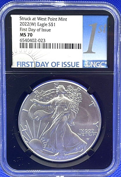 2 COIN SET 2022 (W) $1 Silver Eagle 🏆NGC MS 70 FIRST DAY OF ISSUE⭐️ West Point