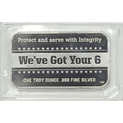 👮THIN BLUE LINE Protect Serve Integrity .999 Fine 1 Oz SILVER Bar We Got Your 6