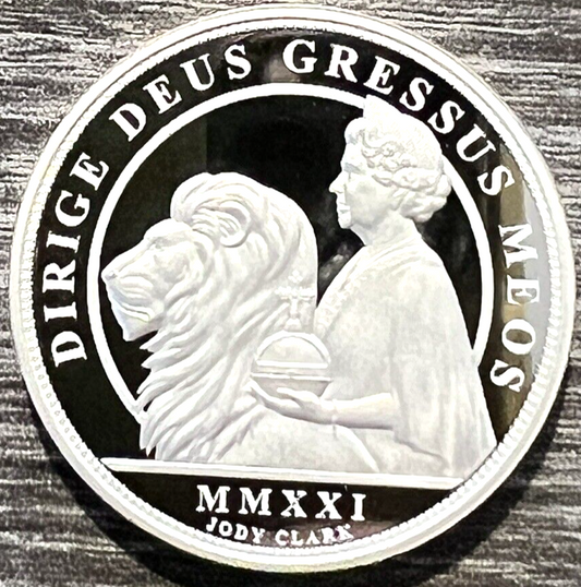 💰 2021 Alderney Una & The Lion 2 Oz 0.999 Silver PROOF Coin QE II  2,000 Minted