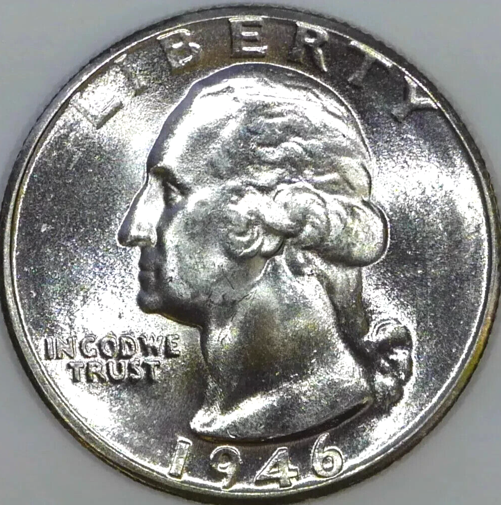 * 1946-D *Superb GEM BU MS Washington Quarter From OBW Bank Roll 90% Silver Coin