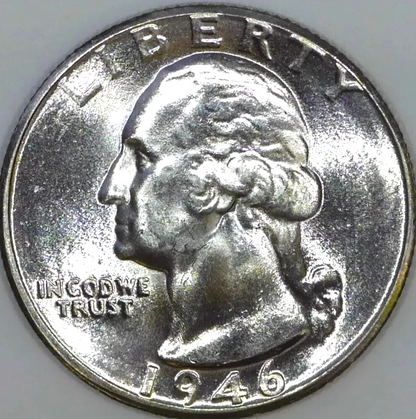 * 1946-D *Superb GEM BU MS Washington Quarter From OBW Bank Roll 90% Silver Coin