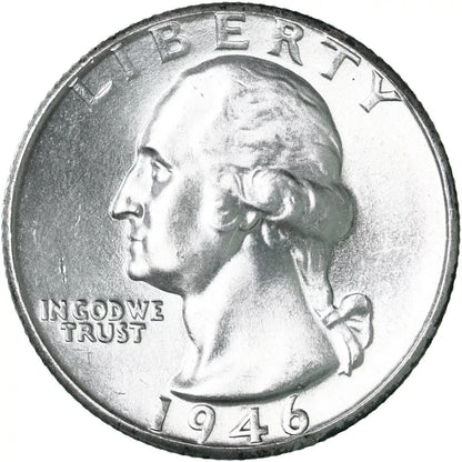 * 1946-D *Superb GEM BU MS Washington Quarter From OBW Bank Roll 90% Silver Coin