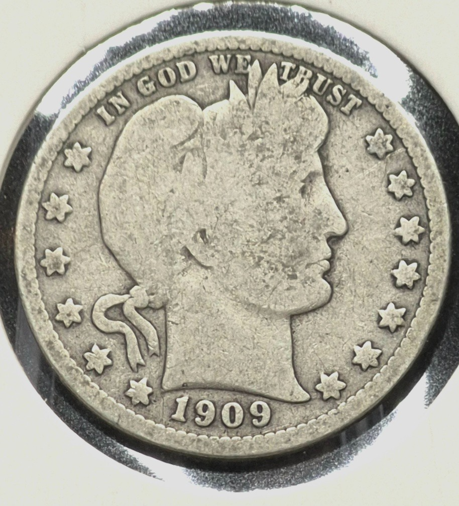 1909 D Barber Silver Quarter 🥈90% SILVER 🥈Coin Circulated Good Condition