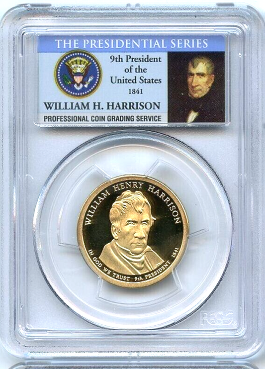 ✅ 2009-S $1 William H Harrison PCGS PR69 DCAM Presidential Dollar Coin Photo