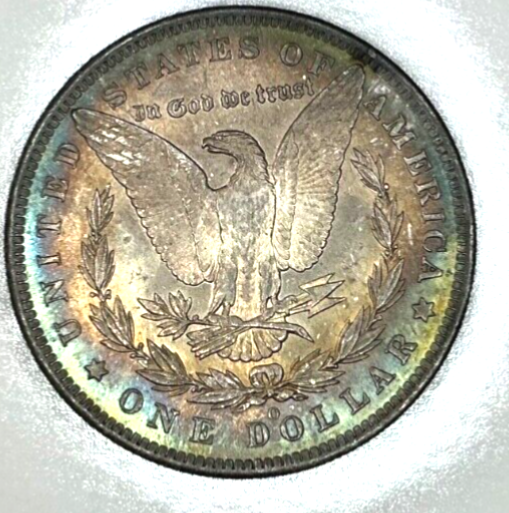 1884 O Morgan $1 Dollar 90% Silver BU MONSTER TONER Blue Salmon Colors Toned