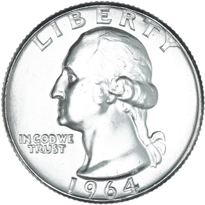 1964 P & D  Washington 90% SILVER Uncirculated 2 Quarter Set  BU Coins